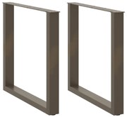vidaXL Pés para mesa de jantar em formato de U, 2 peças, aço natural, 90 x (72-73) cm, aço