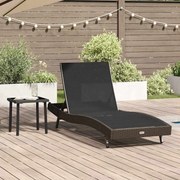 vidaXL Espreguiçadeira 2 pcs Preto e Marrom vime PE