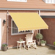 vidaXL Toldo retrátil manual 300 cm riscas laranjas e brancas