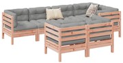 vidaXL 7 pcs conj. sofás jardim c/ almofadões madeira abeto-de-douglas