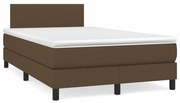 Cama box spring c/ colchão/LED 120x190cm tecido castanho-escuro