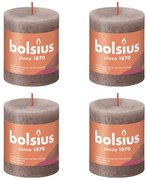 Bolsius Velas rústicas cilíndri. Shine 4pcs 80x68mm cinza-acastanhado