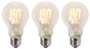 Conjunto de 3 lâmpadas LED E27 filamento torcido A60 transparente 3W 210lm 2200K