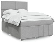 vidaXL Cama com molas/colchão 140x190 cm tecido cinzento-claro