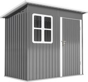 Outsunny Casinha de Jardim 2.55m² em Aço Galvanizado, com Kit de Fundação, Porta Trancável, Telhado Inclinado, Cinza | Aosom Portugal