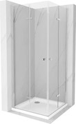 Mexen Lima Duo cabine de duche dobrável 90 x 90 cm, transparente, cromado + base de duche Flat - 856-090-090-01-02-4010