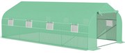 Outsunny Estufa Tipo Túnel de Jardim 600x300x200cm para Cultivo de Plantas Verduras com 8 Janelas e Porta Enroláveis com Zíper Aço Verde