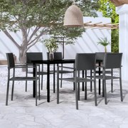 7 pcs conjunto de jantar para jardim preto