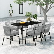 vidaXL 7 pcs conjunto de jantar para jardim cinzento