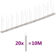 vidaXL Conjunto 20 picos pássaros e pombos 2 filas 10m aço inoxidável