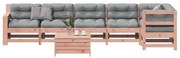 vidaXL 7 pcs conj. lounge jardim com almofadões madeira douglas maciça