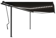 Toldo automático c/ LED e sensor de vento 4,5x3,5 m antracite