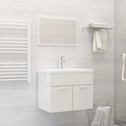 vidaXL 2 pcs conj. móveis casa de banho derivados madeira branco bril.