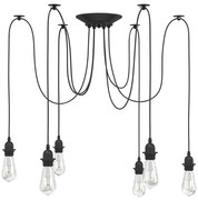 vidaXL Candeeiro suspenso com 6 porta-lâmpadas E27 metal preto