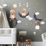 Adesivo de parede infantil - Urso e nuvens