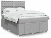 vidaXL Cama com molas/colchão 140x200 cm tecido cinzento-claro