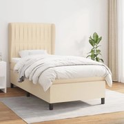 vidaXL Cama com molas/colchão 90x200 cm tecido cor crème