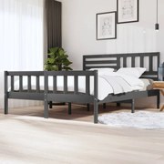 Estrutura de cama super king 180x200 cm madeira maciça cinzento