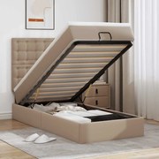 Cama otomana com colchão 100x200 cm couro artificial cappucino