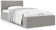 vidaXL Cama hidráulica c/ arrumação 100x200cm tecido cinza-claro