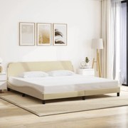 Estrutura de cama sem colchão 200x200 cm tecido cor creme