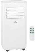 HOMCOM Ar Condicionado Portátil 9000BTU 1010W Refrigerador Ventoinha Desumidificadorc om Ecrã LED  e Temporizador 35,3x35x72,5 cm Branco