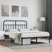 Estrutura de cama com cabeceira 140x190 cm metal preto