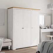 vidaXL Roupeiro BODO 146x53,5x173 cm pinho maciço branco e castanho
