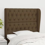 vidaXL Cabeceira cama c/ abas tecido 103x23x118/128 cm castanho-escuro