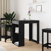 vidaXL Mesa de bar com gaveta Carvalho Preto 102 x 70 x 103,5 cm