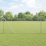 vidaXL Cerca de Fio Soldado com 7 Postes 1,4x10 m de Aço Galvanizado