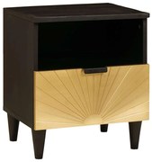 vidaXL Armário de Cabeceira com gaveta Preto e Ouro 40 x 33 x 46 cm