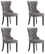 vidaXL Cadeiras de jantar 4 pcs veludo cinzento