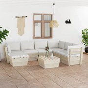 8 pcs conjunto lounge de paletes + almofadões madeira de abeto