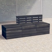 3 pcs conjunto lounge de paletes pinho maciço cinzento-escuro