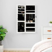 vidaXL Móvel para joias de parede espelhado com luzes LED branco