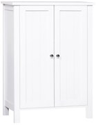 kleankin Armário Casa de Banho com 2 Portas e 2 Prateleiras Internas Ajustáveis Móveis de Casa de Banho 60x30x80 cm Branco | Aosom Portugal
