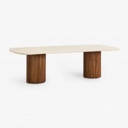 Mesa De Jantar Retangular Sirvon Em Cimento E Madeira De Acácia 230 X 110 Cm - Sklum