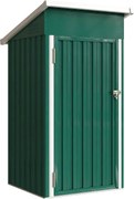 Outsunny Abrigo Exterior Metálico 107,5x91x185 cm Abrigo de Jardim com Teto Inclinado Porta com Trinco Ventilação e Luvas Verde | Aosom Portugal
