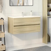 vidaXL Armário de lavatório 90x38,5x45cm contraplacado carvalho sonoma
