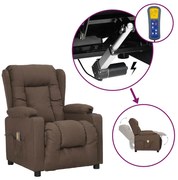vidaXL Poltrona de massagens tecido cinzento-acastanhado