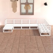 vidaXL 7 pcs conjunto lounge de jardim pinho sólido branco