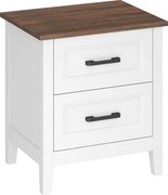 HOMCOM Mesa de Cabeceira Mesa de Cabeceira com 2 Gavetas Estilo Rústico 45x30x50 cm Branco | Aosom Portugal