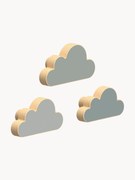 Cabide de parede em madeira de faia artesanal para crianças Cloud, conjunto de 3