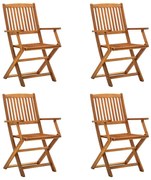 vidaXL Cadeiras de jardim dobráveis 4 pcs madeira acácia maciça