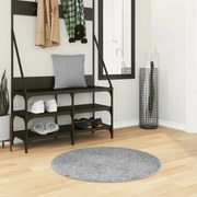 vidaXL Tapete shaggy de pelo alto PAMPLONA Ø 80 cm cinzento