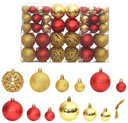 vidaXL Enfeites de Natal 100 pcs 3 / 4 / 6 cm dourado e vermelho-tinto