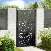 vidaXL Portão de jardim 105x180 cm design de chama de aço preto