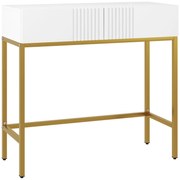 HOMCOM Mesa Consola Moderna Mesa de Entrada com 2 Gavetas e Pés de Aço Anti-tombo para Entrada Sala Corredor 80x31,5x75 cm Branco | Aosom Portugal