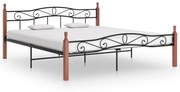 vidaXL Estrutura de cama 200x200cm metal/madeira carvalho maciça preto